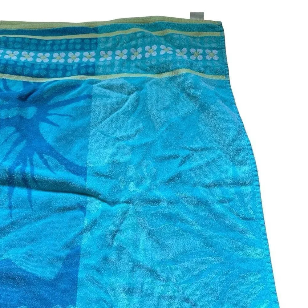Plush teal and lime green beach towel